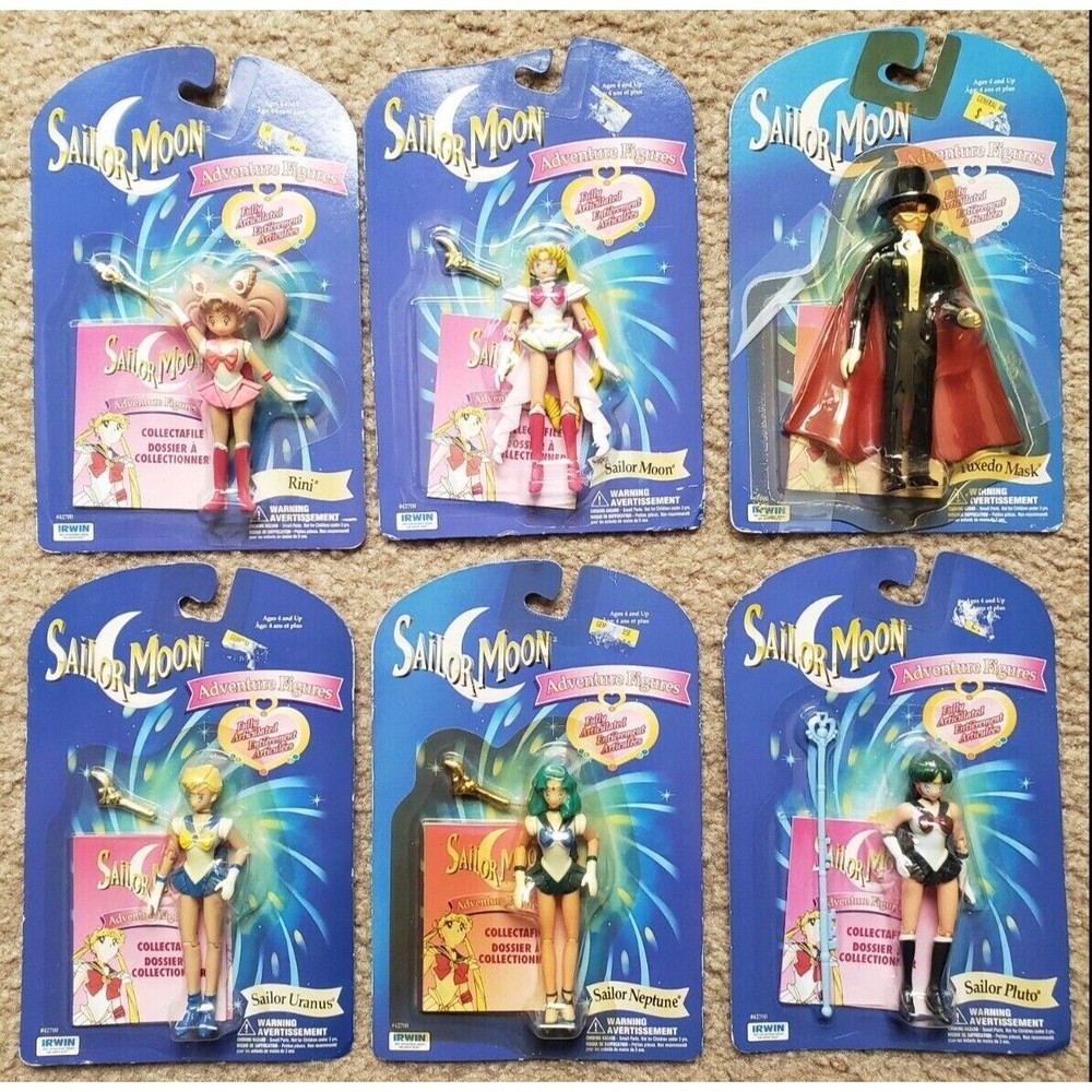 1997 Irwin Sailor Moon Articulated Adventure Figures Complete Set of 6 - Vintage